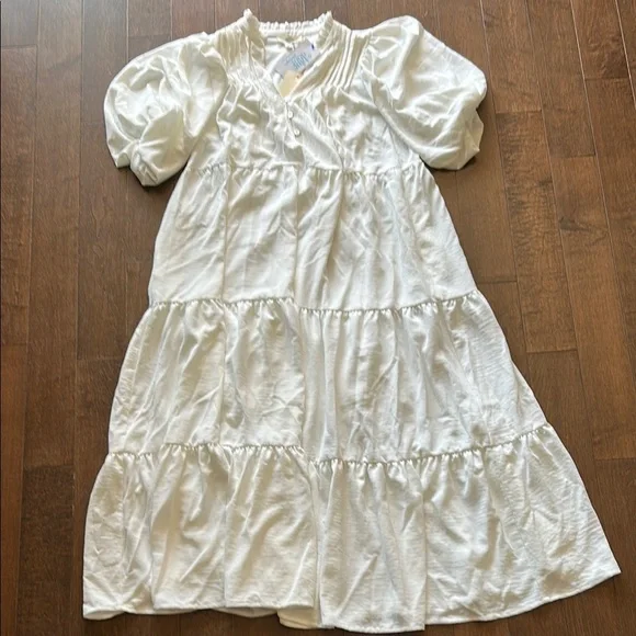 Entro Tiered Maya midi lined off white dress NWT size S - Picture 2 of 6